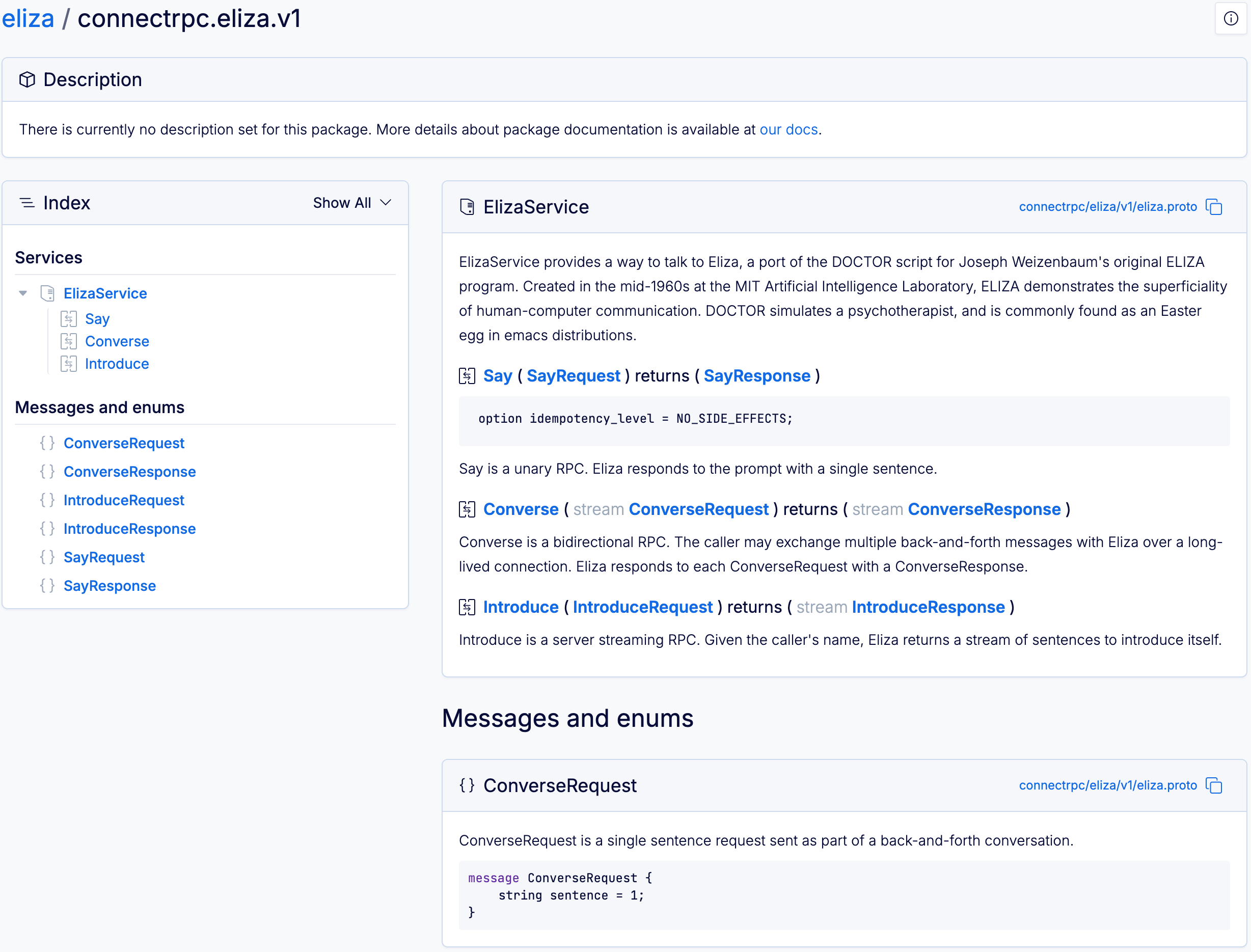 Entity documentation