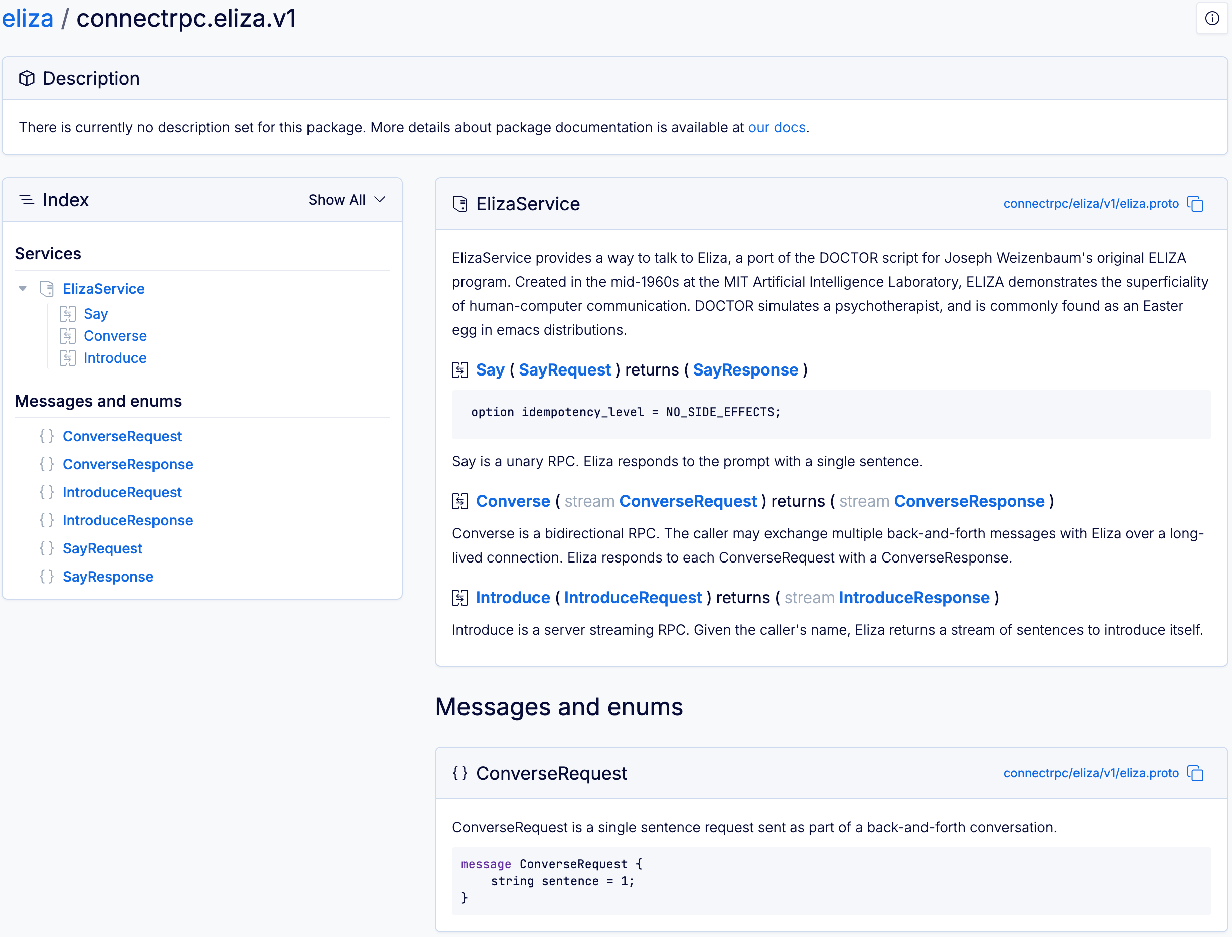 Entity documentation