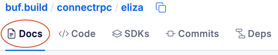 Docs tab in main navigation