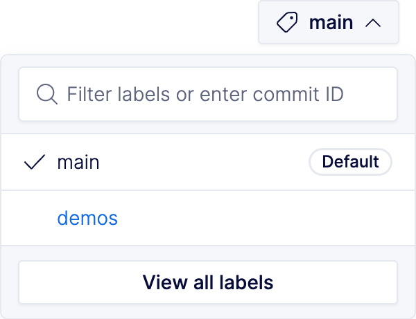 Label dropdown in the BSR UI