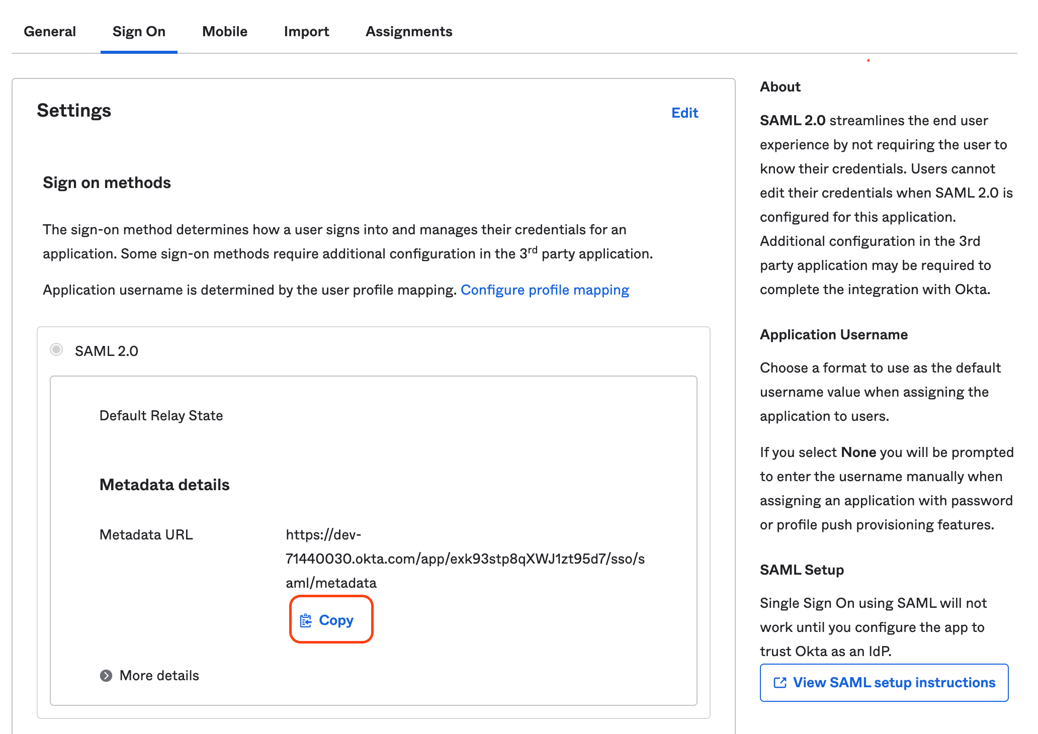 Okta SAML configuration