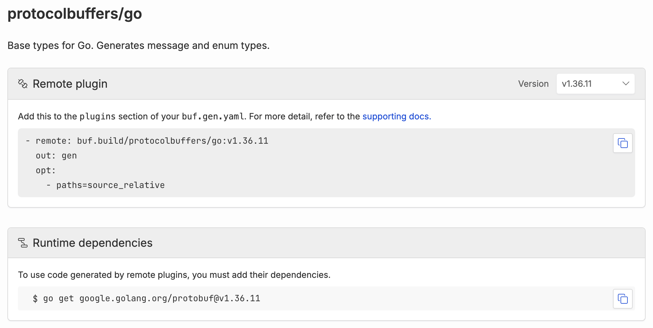 Remote plugin browse screen, showing plugins available for Go