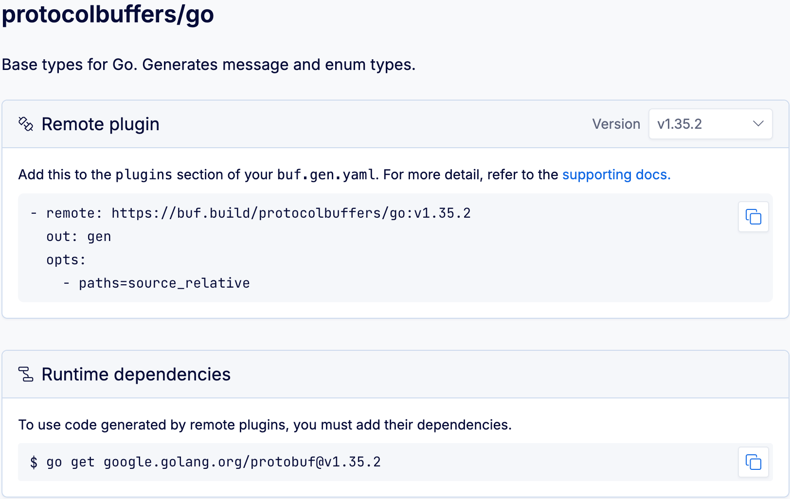 Remote plugin browse screen, showing plugins available for Go